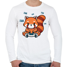 PRINTFASHION Gamer vörös panda - Férfi hosszú ujjú póló - Fehér férfi póló