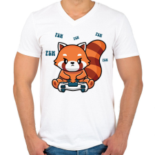 PRINTFASHION Gamer vörös panda - Férfi V-nyakú póló - Fehér férfi póló