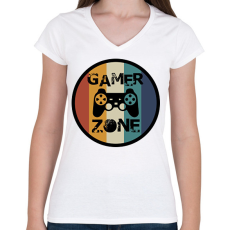 PRINTFASHION Gamer zone2 - Női V-nyakú póló - Fehér
