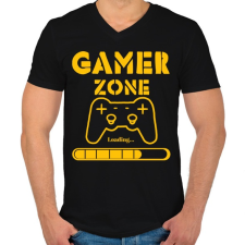 PRINTFASHION Gamer zone - Férfi V-nyakú póló - Fekete férfi póló