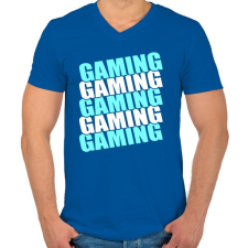 PRINTFASHION Gaming - Férfi V-nyakú póló - Királykék férfi póló