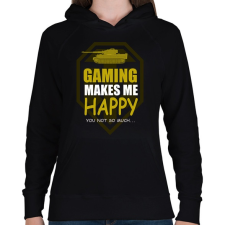 PRINTFASHION GAMING MAKES ME HAPPY - Női kapucnis pulóver - Fekete női pulóver, kardigán