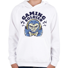 PRINTFASHION Gaming soldier - Gyerek kapucnis pulóver - Fehér