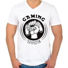 PRINTFASHION Gaming zone - Férfi V-nyakú póló - Fehér férfi póló