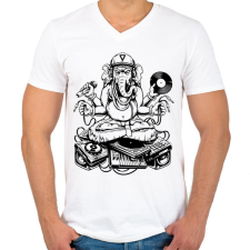 PRINTFASHION ganesha dj - Férfi V-nyakú póló - Fehér férfi póló