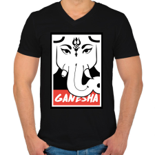PRINTFASHION Ganesha - Férfi V-nyakú póló - Fekete férfi póló