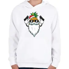 PRINTFASHION Gangsta ananász mikulás - Gyerek kapucnis pulóver - Fehér gyerek pulóver, kardigán