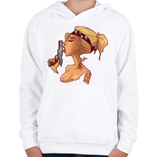 PRINTFASHION Gangsta Girl - Gyerek kapucnis pulóver - Fehér