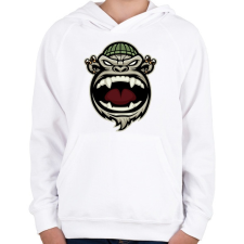 PRINTFASHION Gangsta Monkey - Gyerek kapucnis pulóver - Fehér gyerek pulóver, kardigán