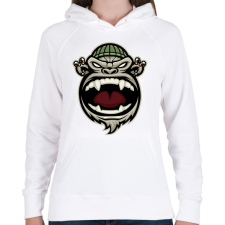PRINTFASHION Gangsta Monkey - Női kapucnis pulóver - Fehér női pulóver, kardigán