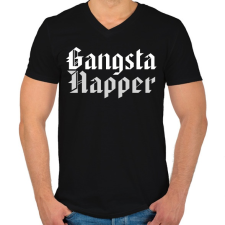 PRINTFASHION Gangsta Rapper - Férfi V-nyakú póló - Fekete férfi póló