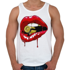 PRINTFASHION Gangster lips - Férfi atléta - Fehér atléta, trikó