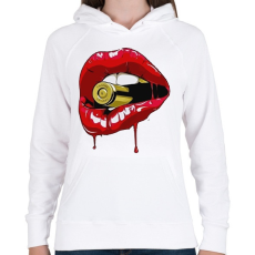 PRINTFASHION Gangster lips - Női kapucnis pulóver - Fehér