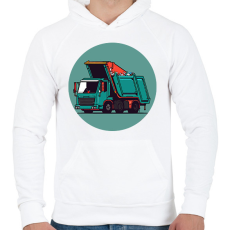 PRINTFASHION Garbage truck - Férfi kapucnis pulóver - Fehér