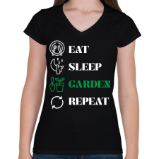 PRINTFASHION Garden, repeat - Női V-nyakú póló - Fekete női póló