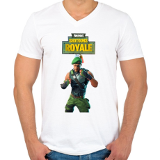 PRINTFASHION Garrison Fortnite - Férfi V-nyakú póló - Fehér