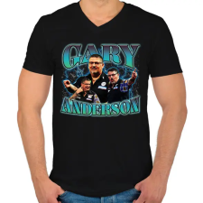 PRINTFASHION Gary Anderson - darts - Férfi V-nyakú póló - Fekete férfi póló