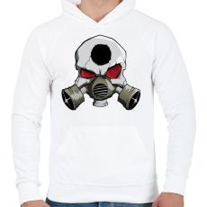 PRINTFASHION Gasmask skull - Férfi kapucnis pulóver - Fehér