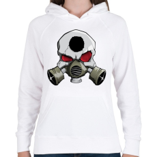 PRINTFASHION Gasmask skull - Női kapucnis pulóver - Fehér