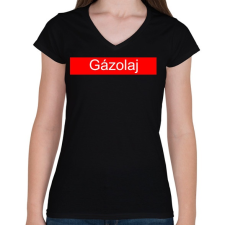 PRINTFASHION Gázolaj - Női V-nyakú póló - Fekete női póló