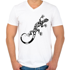 PRINTFASHION Gekkó - Férfi V-nyakú póló - Fehér