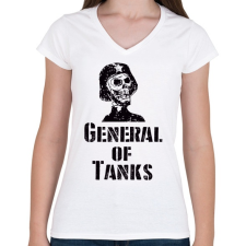 PRINTFASHION general of tanks - Női V-nyakú póló - Fehér női póló