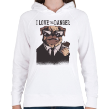 PRINTFASHION Gengszter kutya - Női kapucnis pulóver - Fehér női pulóver, kardigán