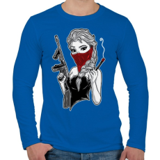 PRINTFASHION Gengszter lány - Férfi hosszú ujjú póló - Királykék