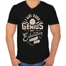 PRINTFASHION Genius - Férfi V-nyakú póló - Fekete férfi póló