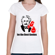 PRINTFASHION genius - Női V-nyakú póló - Fehér