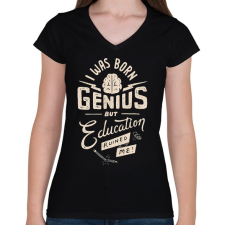 PRINTFASHION Genius - Női V-nyakú póló - Fekete női póló