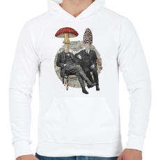 PRINTFASHION Gentleman mushrooms - Férfi kapucnis pulóver - Fehér