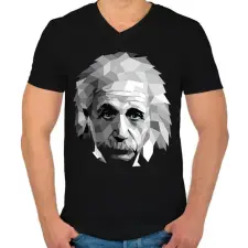 PRINTFASHION Geometrikus Einstein - Férfi V-nyakú póló - Fekete férfi póló