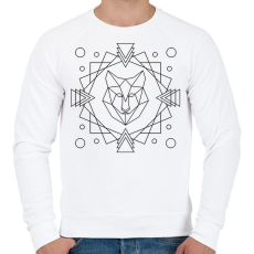 PRINTFASHION Geometrikus farkas - Férfi pulóver - Fehér