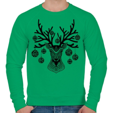 PRINTFASHION Geometrikus karácsonyi rénszarvas - Férfi pulóver - Zöld férfi pulóver, kardigán