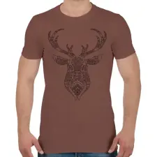 PRINTFASHION Geometrikus rénszarvas - Férfi póló - Mogyoróbarna férfi póló