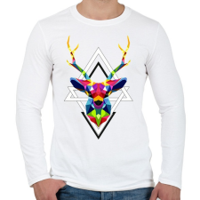 PRINTFASHION Geometrikus Szarvas - Férfi hosszú ujjú póló - Fehér férfi póló