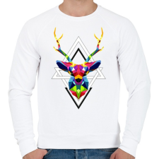 PRINTFASHION Geometrikus Szarvas - Férfi pulóver - Fehér férfi pulóver, kardigán