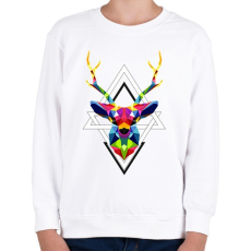 PRINTFASHION Geometrikus Szarvas - Gyerek pulóver - Fehér