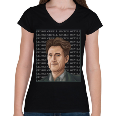 PRINTFASHION George Orwell - Női V-nyakú póló - Fekete