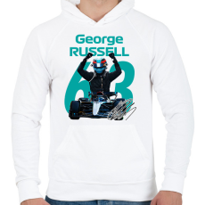 PRINTFASHION George Russell - Férfi kapucnis pulóver - Fehér