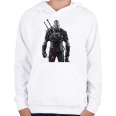 PRINTFASHION Geralt - Gyerek kapucnis pulóver - Fehér