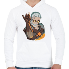 PRINTFASHION Geralt - Igni jel - Férfi kapucnis pulóver - Fehér férfi pulóver, kardigán