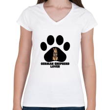 PRINTFASHION German Shepherd Lover - Női V-nyakú póló - Fehér női póló