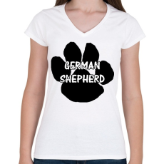 PRINTFASHION German shepherd - Női V-nyakú póló - Fehér