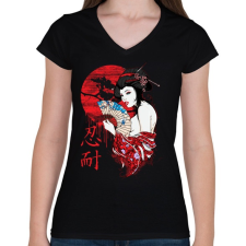 PRINTFASHION Gésa - Női V-nyakú póló - Fekete női póló