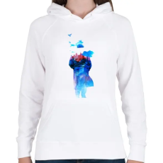 PRINTFASHION Get away - Női kapucnis pulóver - Fehér