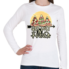 PRINTFASHION Get lost in pizza - Női hosszú ujjú póló - Fehér