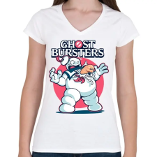 PRINTFASHION Ghost busters alien - Női V-nyakú póló - Fehér női póló