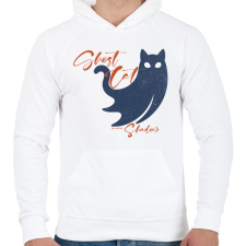 PRINTFASHION Ghost Cat Shadow - Férfi kapucnis pulóver - Fehér férfi pulóver, kardigán